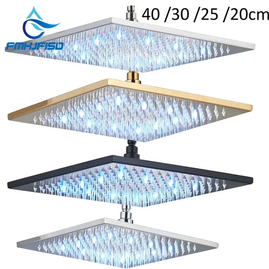 LED Rainfall Shower Head 8/10/12/16 inch