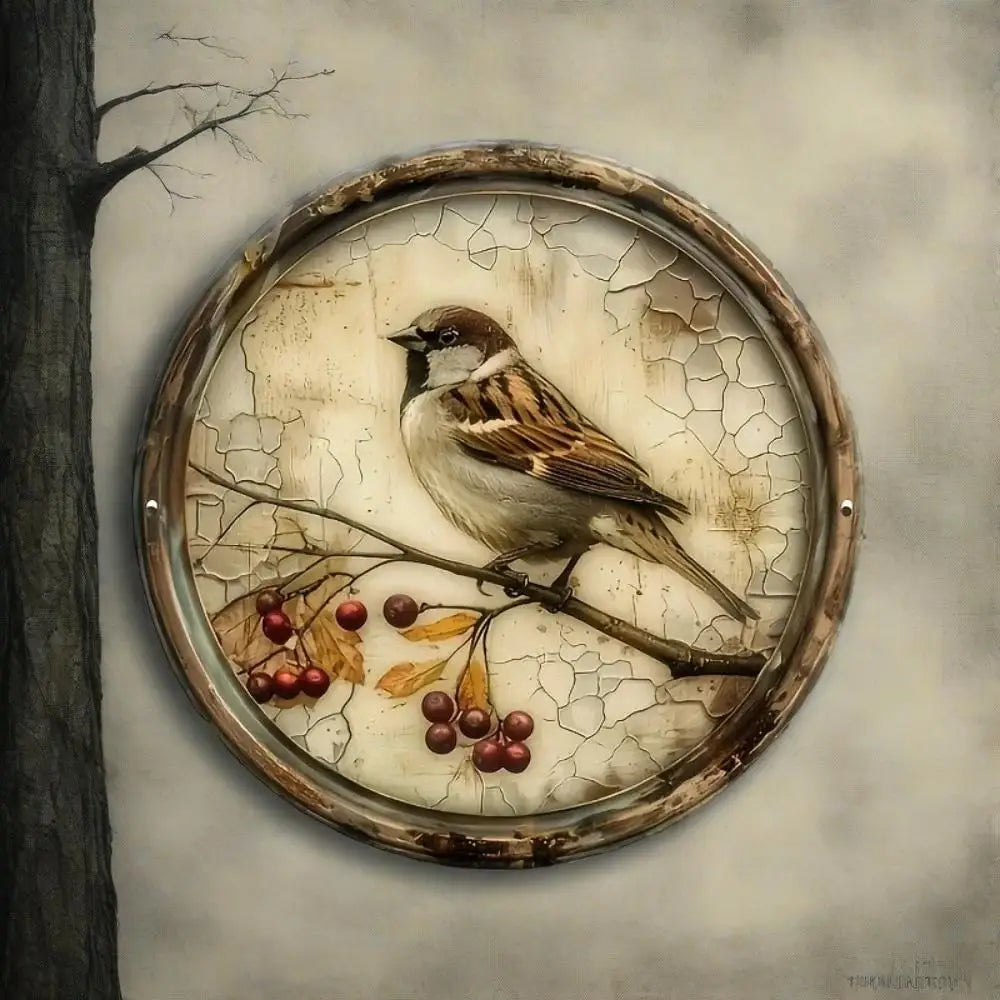 Vintage Bird & Cherry Wall Art