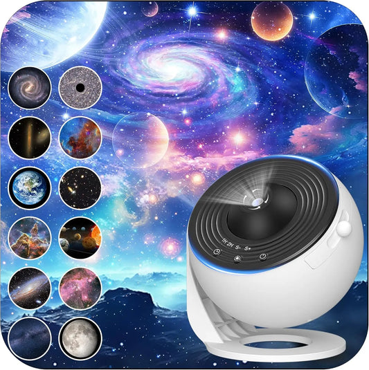 Galaxy Projector for Bedroom, HD Image Star Projector, Adjustable Galaxy Light Knob, 13 Film Discs, Planetarium Projector for Ki
