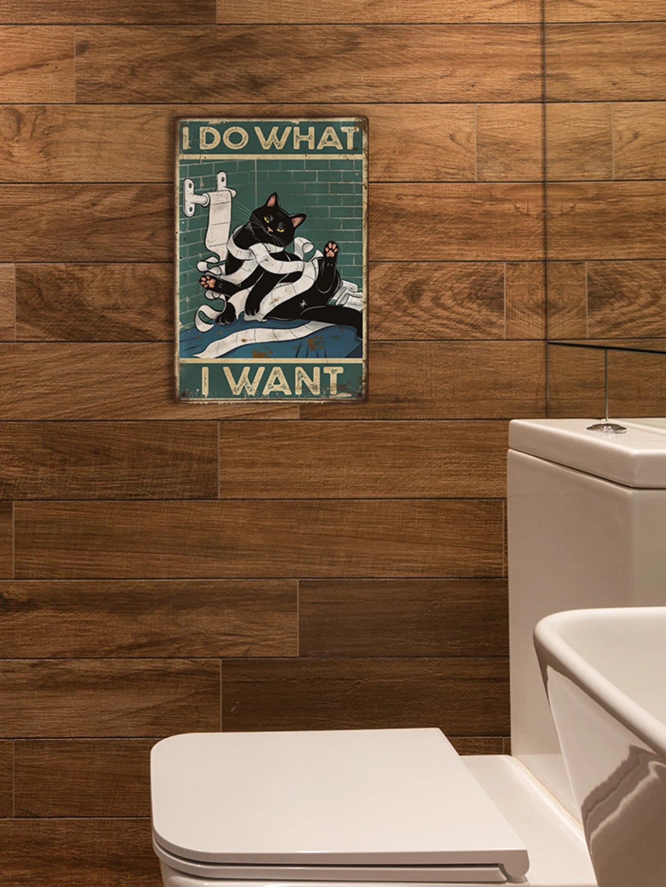 Black Cat Wall Art Decor for Bathroom