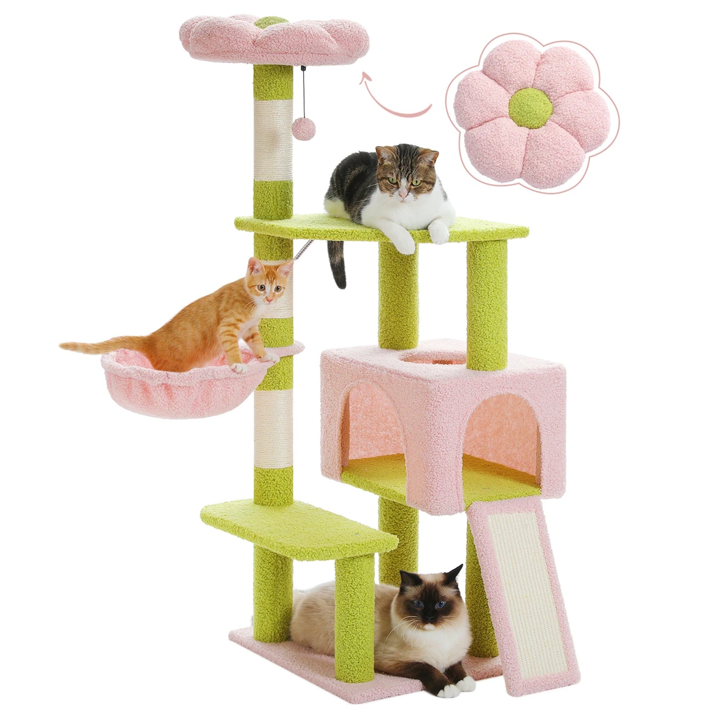Flower Cat Tree Multi-Level Cat Tower with Scratching Posts