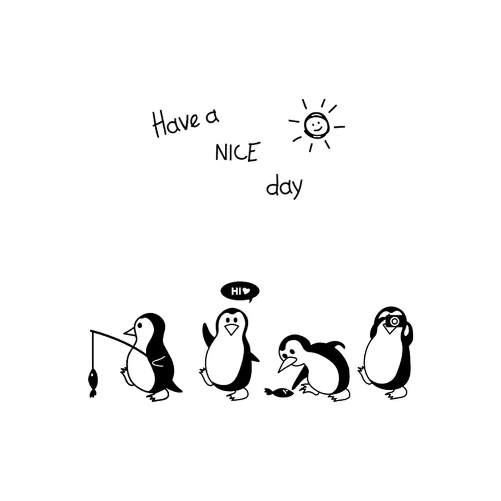 Cute Penguin Wall Stickers Art For Home Decoration