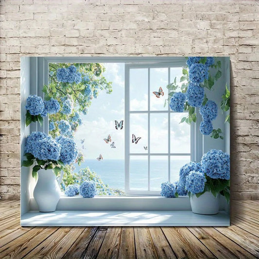 Interior Art Deco, enchanting blue daffodil canvas wall art