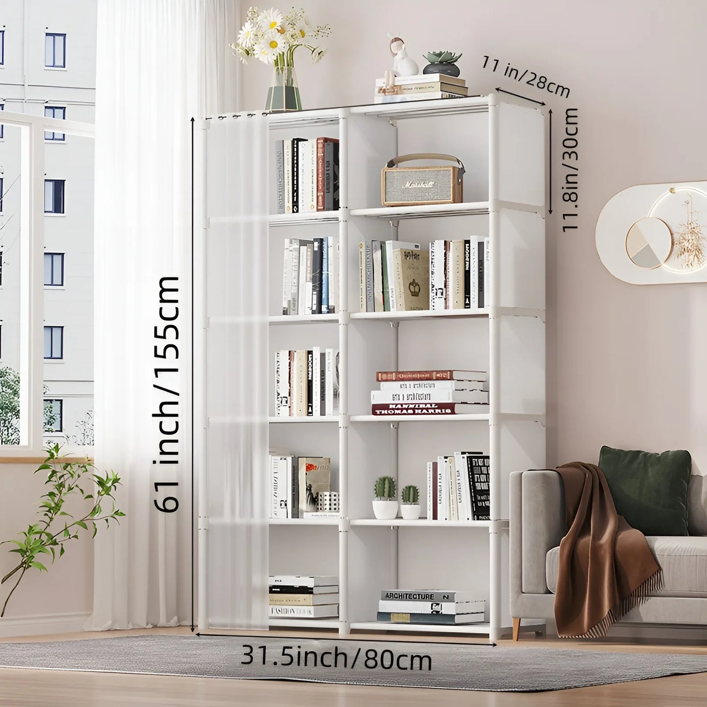 6 Layers Dustproof Bedroom Closet Organizer Bookshelf Cabinet
