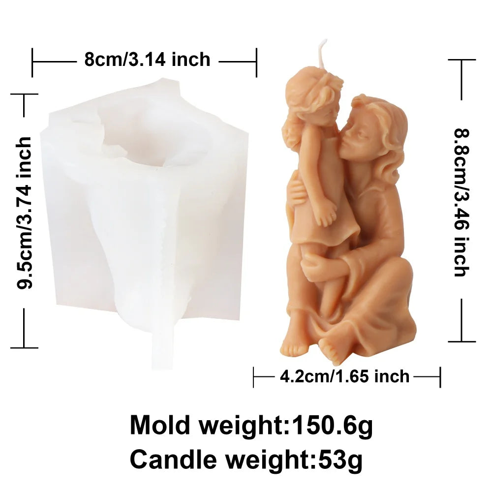 3D Mother and Baby Silicone Candle Mold