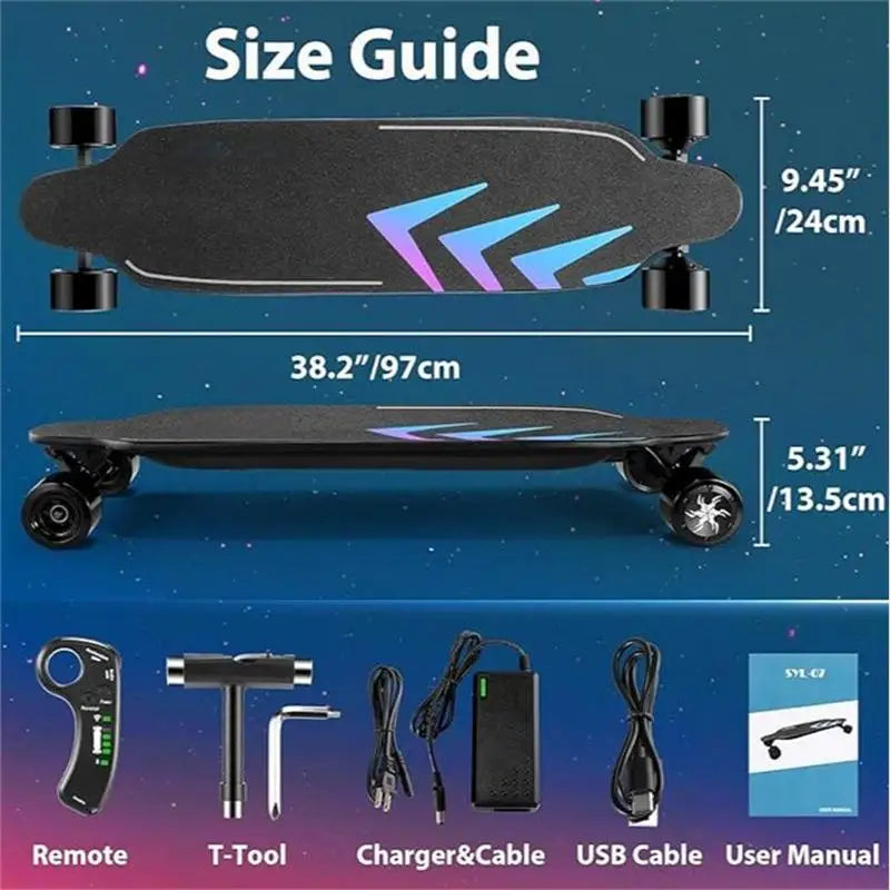 38" Electric Skateboard with Remote Control, 28 MPH Top Speed