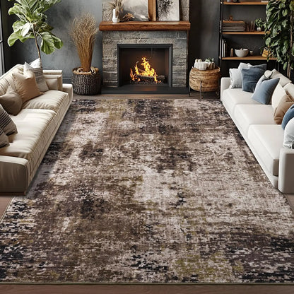 Modern Abstract Area Rug,, Machine Washable, Non Slip Carpet