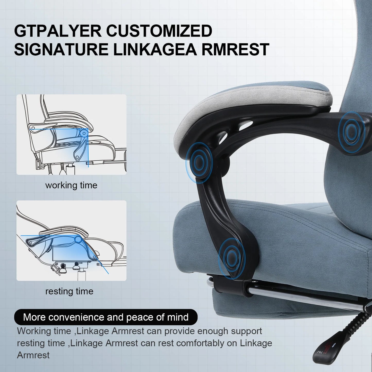 GTPLAYER Gaming Chair with Footrest, Lumbar Support