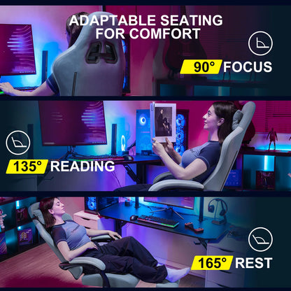 GTPLAYER Gaming Chair with Footrest, Lumbar Support