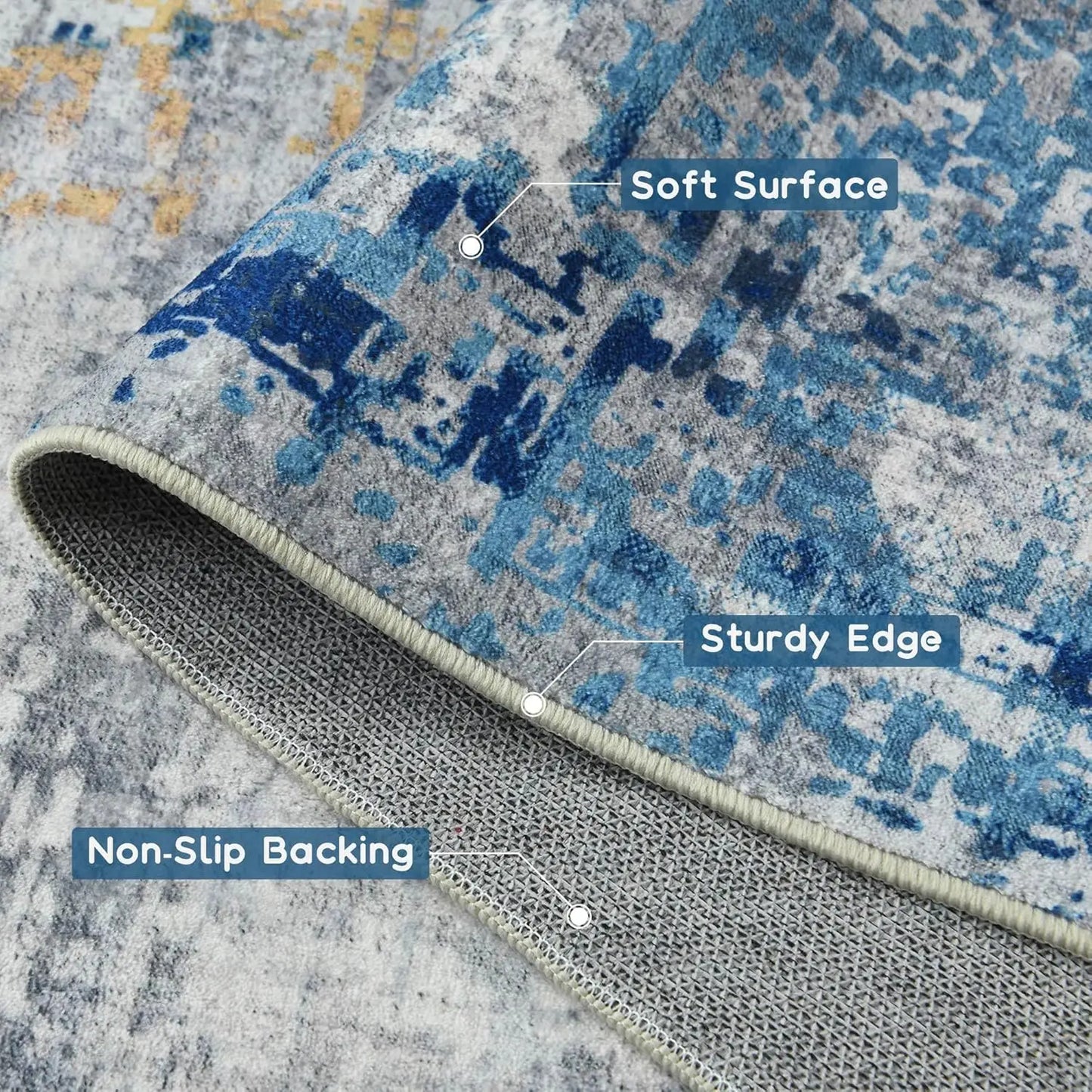 Modern Abstract Area Rug,, Machine Washable, Non Slip Carpet