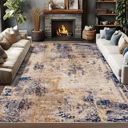 Modern Abstract Area Rug,, Machine Washable, Non Slip Carpet