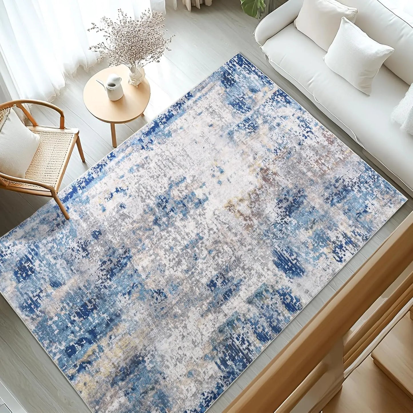 Modern Abstract Area Rug,, Machine Washable, Non Slip Carpet