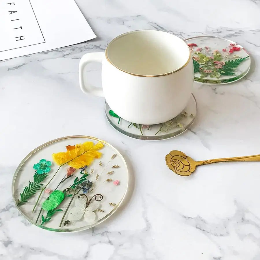 Coaster Set with Flowers