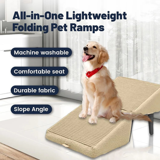 All-in-One Lightweight Folding Pet Ramps Stairs for Couch, Bed