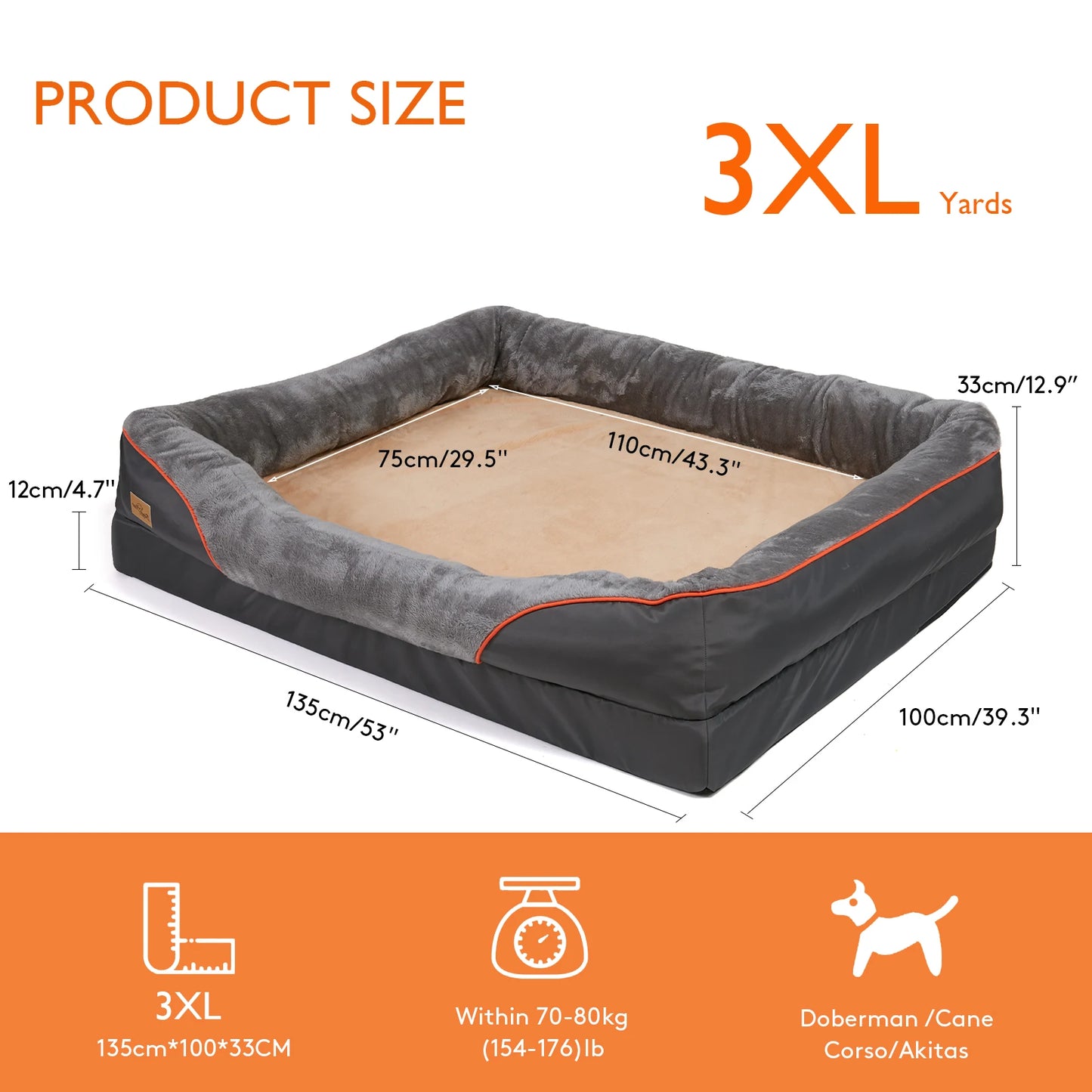 Large Dog Bed Comfortable, with Removable Washable Cover