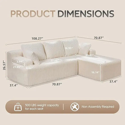 Modular L-Shaped Sectional with Storage Modules