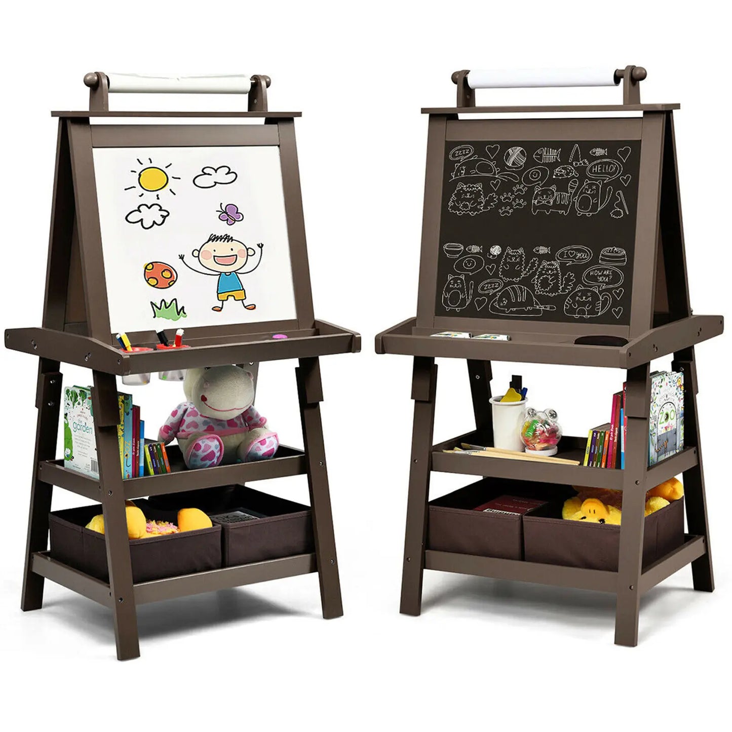 3 in 1 Double-Sided Storage Art Easel w/ Paint Cups