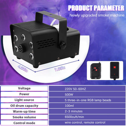 500W Fog Machine, Wireless with Remote Control