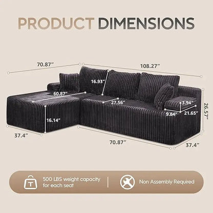 Modular L-Shaped Sectional with Storage Modules