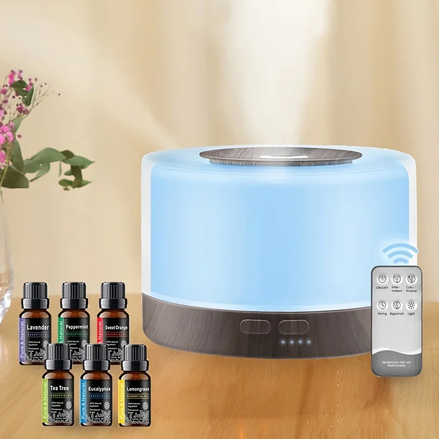 Aromatherapy Diffuser with LED Light, 6 Essential Oils, Ultrasonic Cool Mist