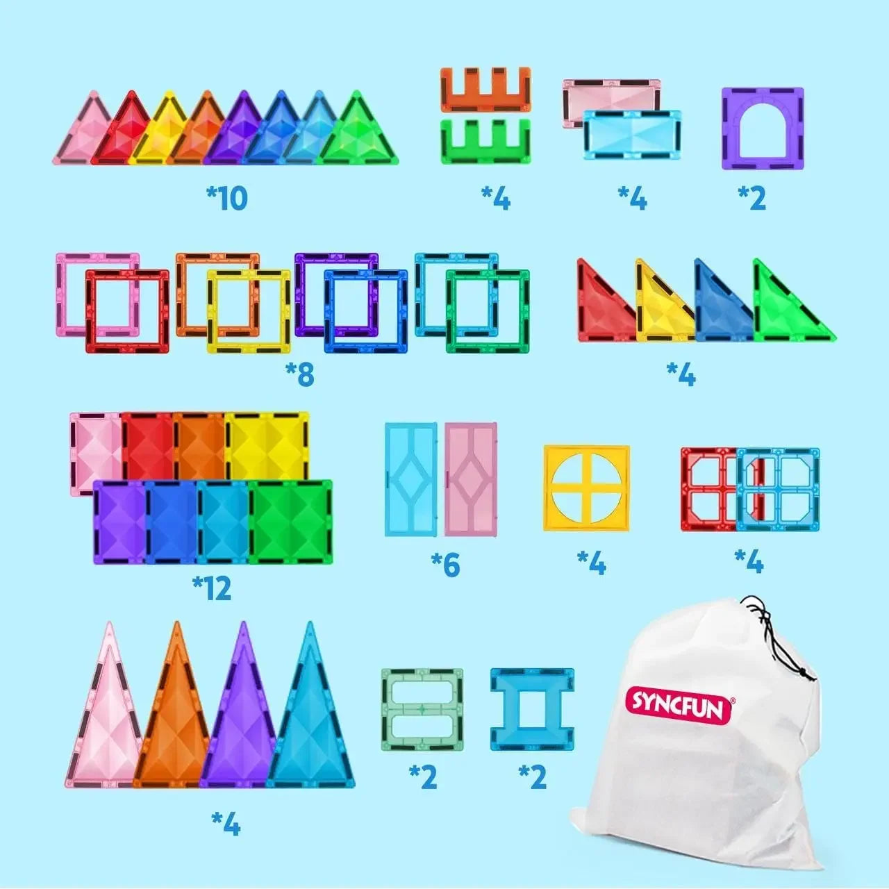 66PCS Magnetic Building Tiles