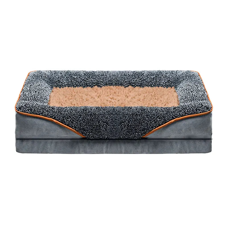 Oversized pet bed, washable with raised edges,