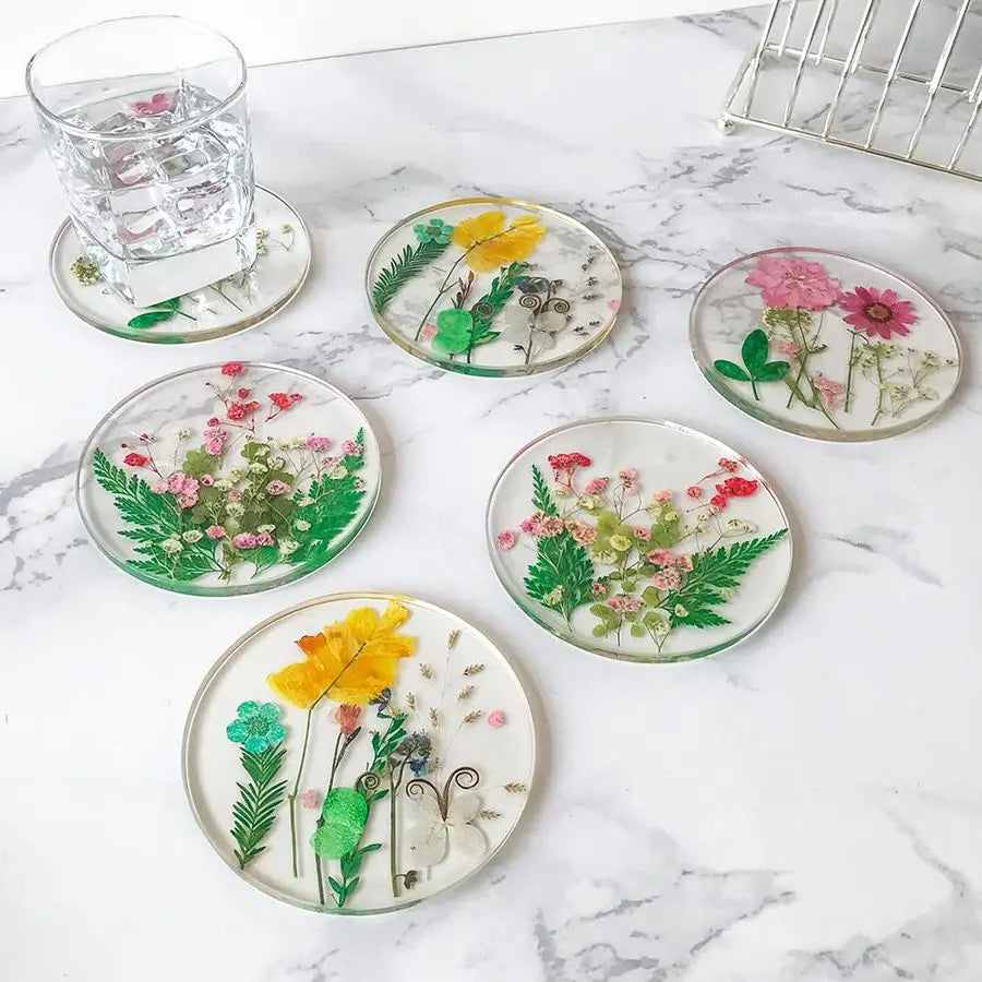 Coaster Set with Flowers
