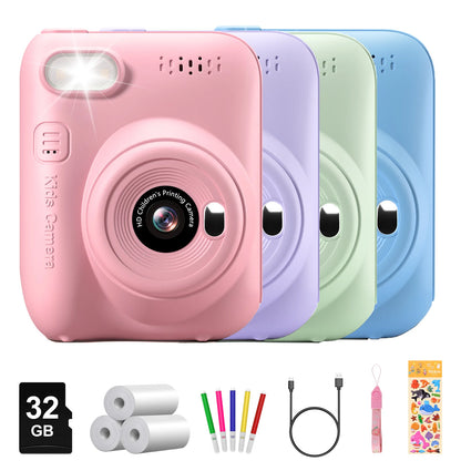 Instant Print Digital Camera for Kids, with 3 Rolls of Printer Paper