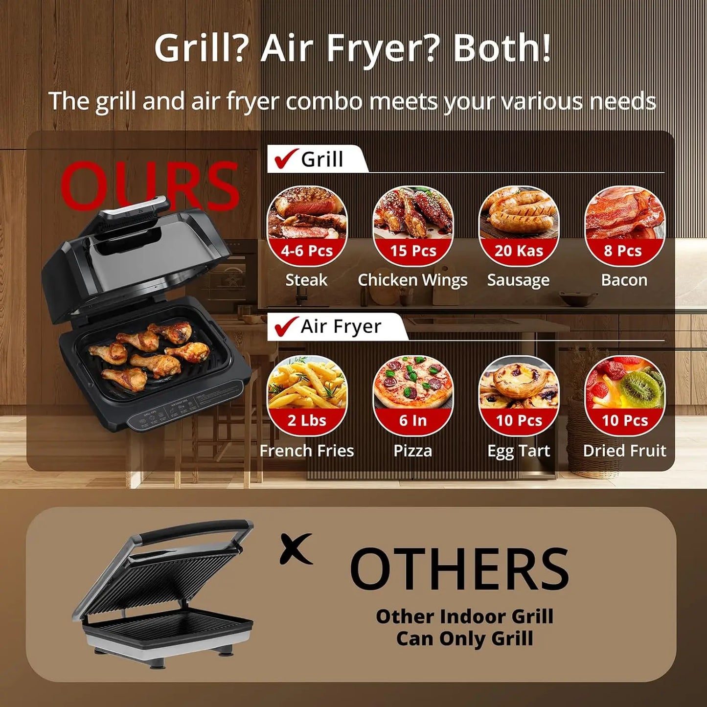 7-in-1 Smokeless Indoor Electric Air Grill Fryer