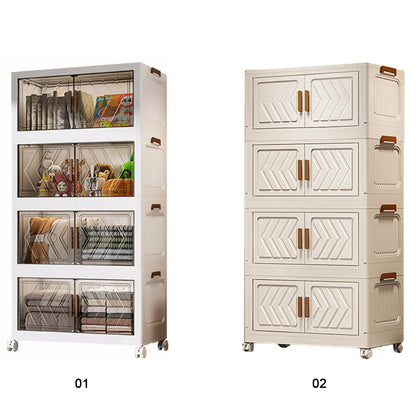 4 Tier Stackable Storage Bins with Wheels for Living Room Bedroom