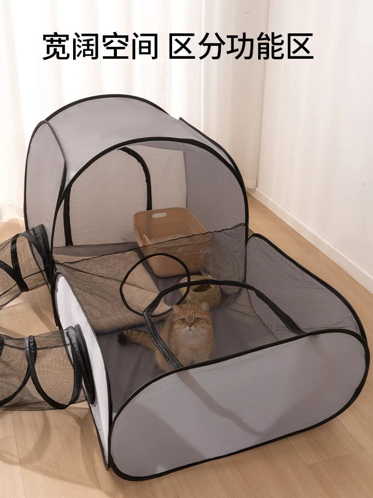 Square Gray Play Tunnel Foldable Pets Nest