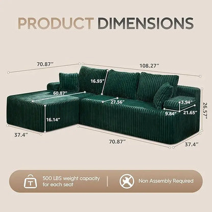 Modular L-Shaped Sectional with Storage Modules