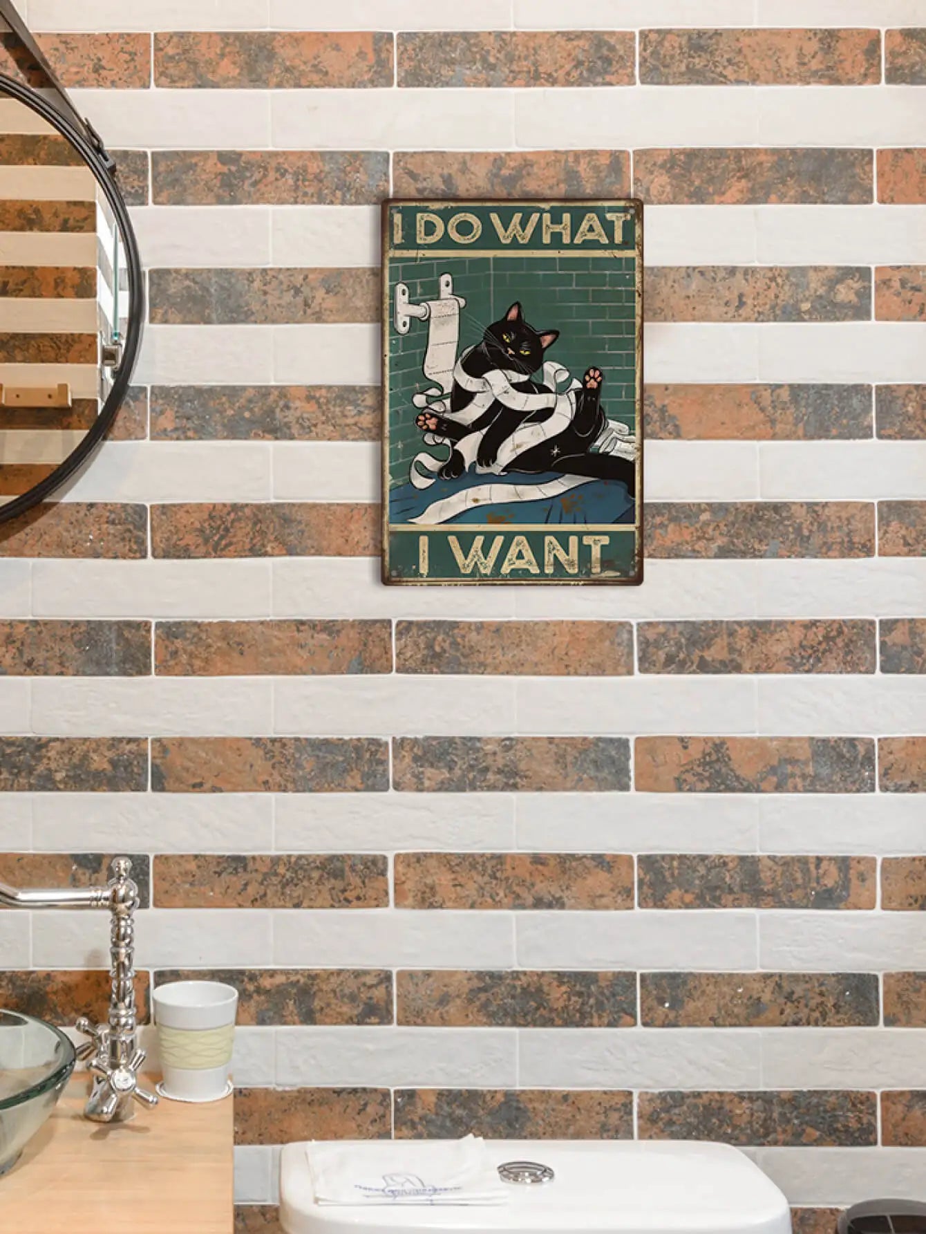 Black Cat Wall Art Decor for Bathroom