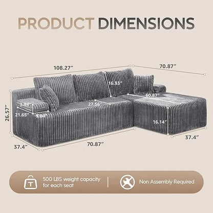 Modular L-Shaped Sectional with Storage Modules