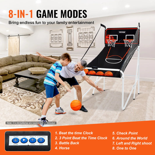 Foldable Arcade Game 2 Player Indoor Basketball Game