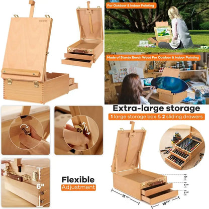 Large Tabletop Easel Box with 3 Storage Drawers