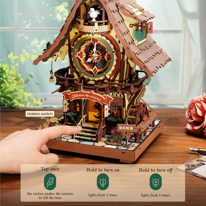 3D Wooden Puzzle Cuckoo Clock Kit Black Forest Style