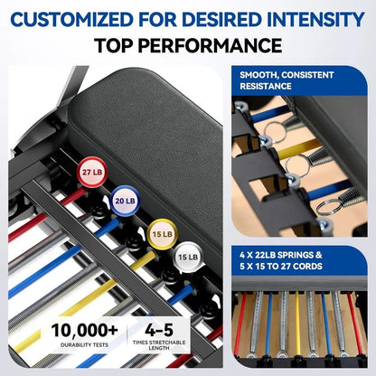 Foldable Pilates Machine with Jump Board Springs and Cords