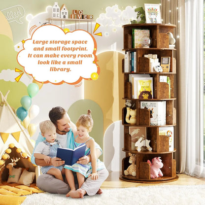 6 Tier Rotating Bookshelf