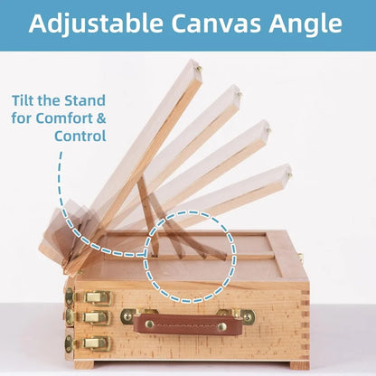 Portable Beechwood Desktop Art Easel with 3 Drawers