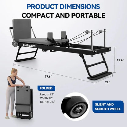Foldable Pilates Machine with Jump Board Springs and Cords