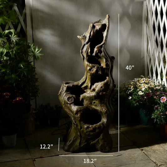 5-Tiers Large Cascading Realistic Tree Trunk Natural Waterfall
