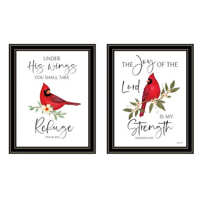2-Piece Wall Art - "The Lord is My Strength" with Red Cardinals