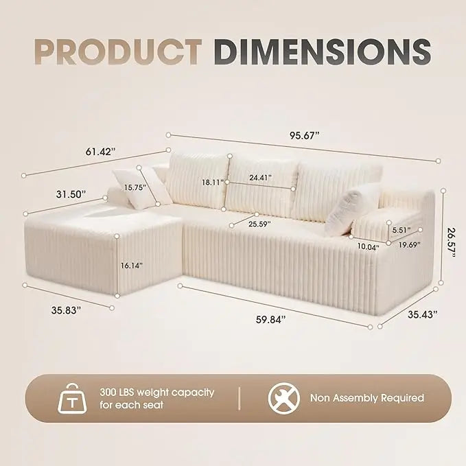 Modular L-Shaped Sectional with Storage Modules