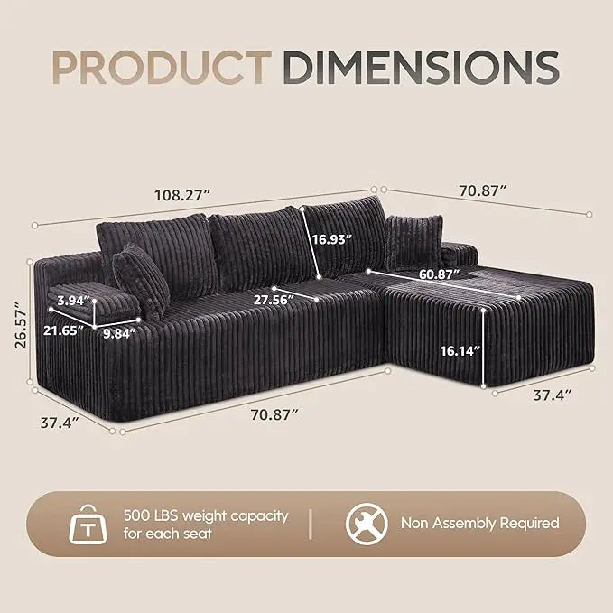 Modular L-Shaped Sectional with Storage Modules