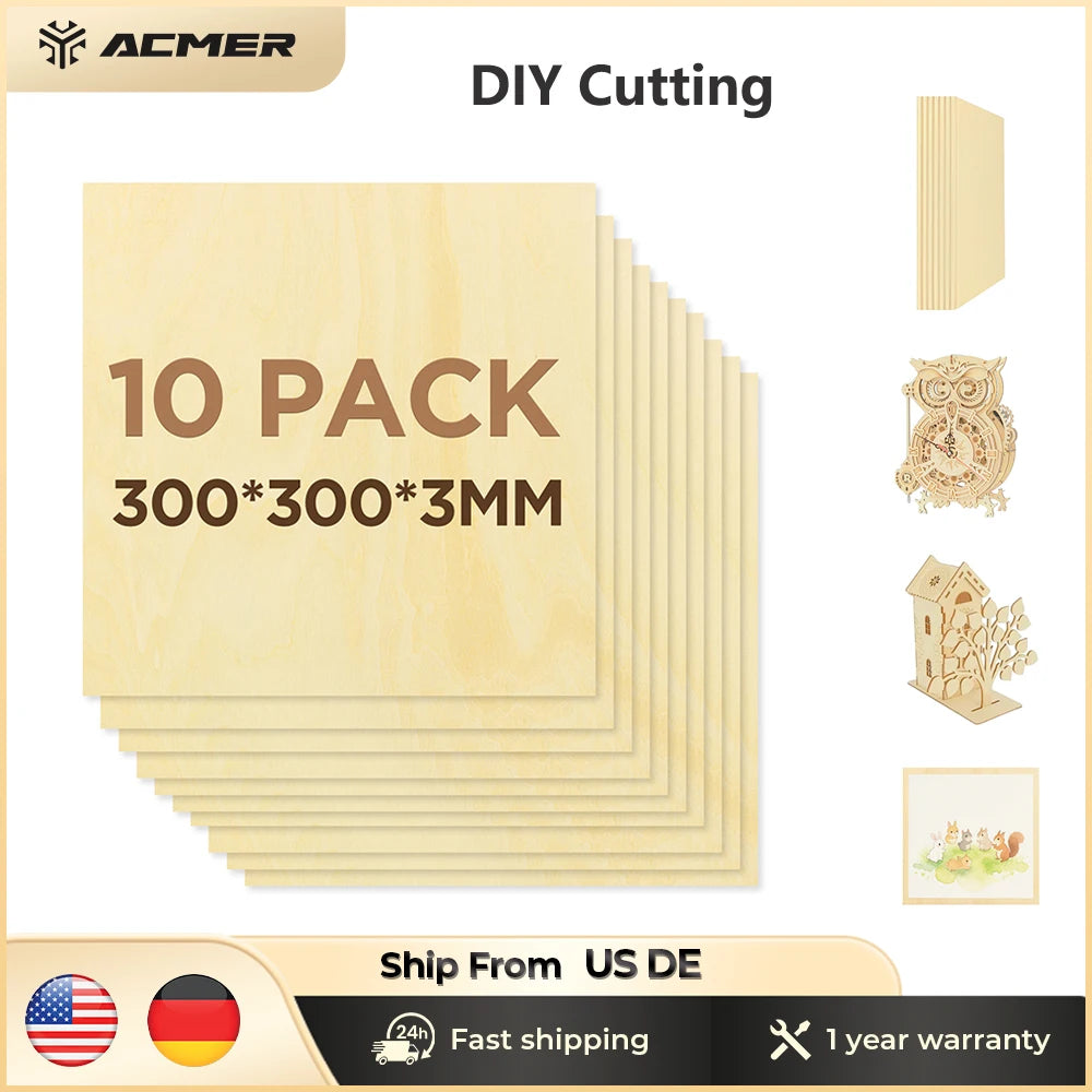 Basswood Sheets for Craft 3mm Thick Unfinished Wood Laser Engraving