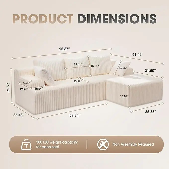 Modular L-Shaped Sectional with Storage Modules