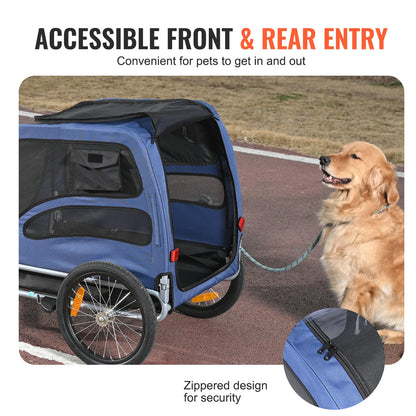 Pet Cart Bicycle Carrier with Reflectors, Collapsible for Travel