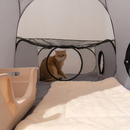 Square Gray Play Tunnel Foldable Pets Nest