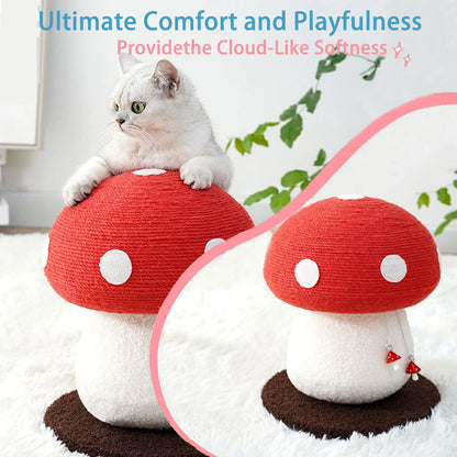 Red Mushroom-Shaped Sisal Cat Scratching Post